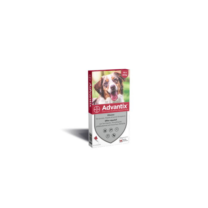 Traitement antiparasitaire chiens moyens - Advantix - 10 à 25 kg
