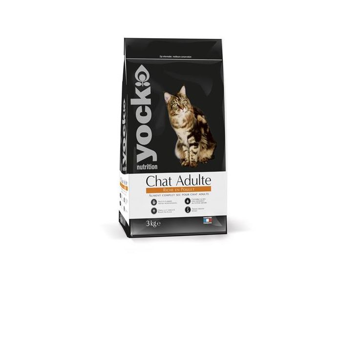 Croquettes Yock nutrition pour chat adulte - Au poulet - 3 kg MV
