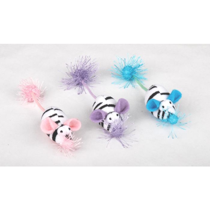 Peluche souris zèbre avec grelot