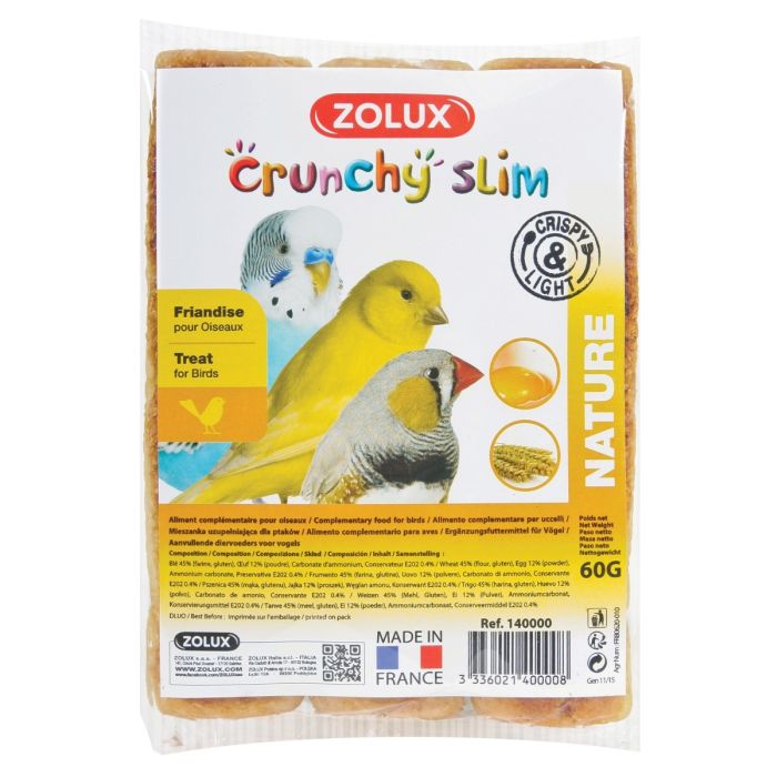 Crunchy Slim Nature Zolux 3 x 20 g - Biscuits pour oiseaux