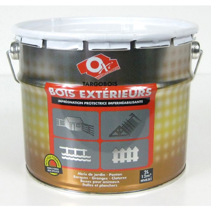 Traitement du bois extérieur - Oxi - Targobois - Pot de 2 L - Teinte brun foncé