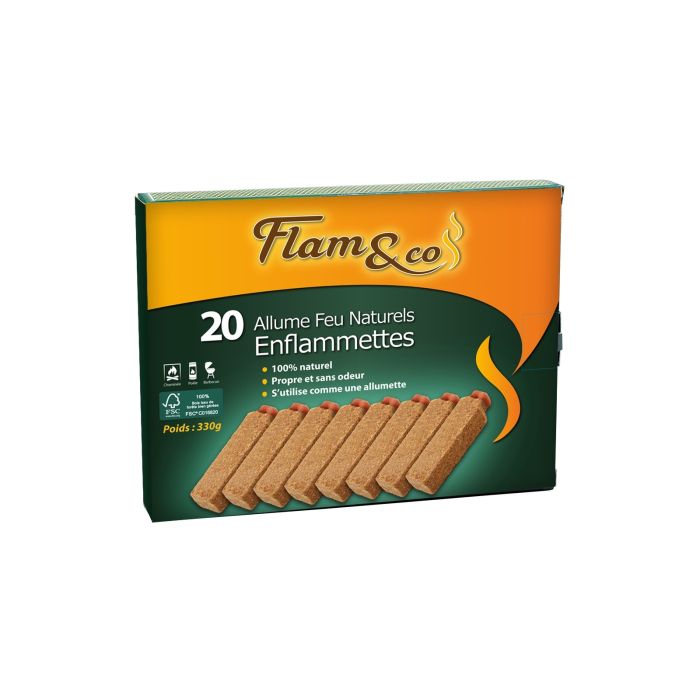 Allume-feu Enflammettes naturelles - Flam&Co - Boîte de 20 