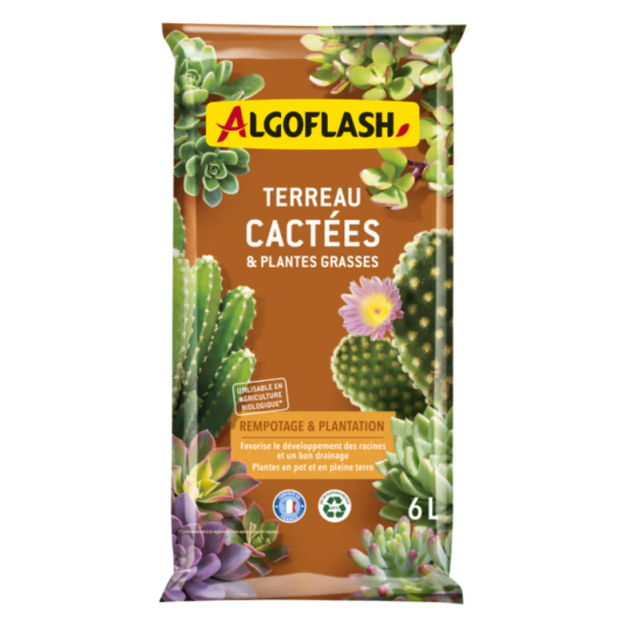 Terreau cactées et plantes grasses - Algoflash - 6 L
