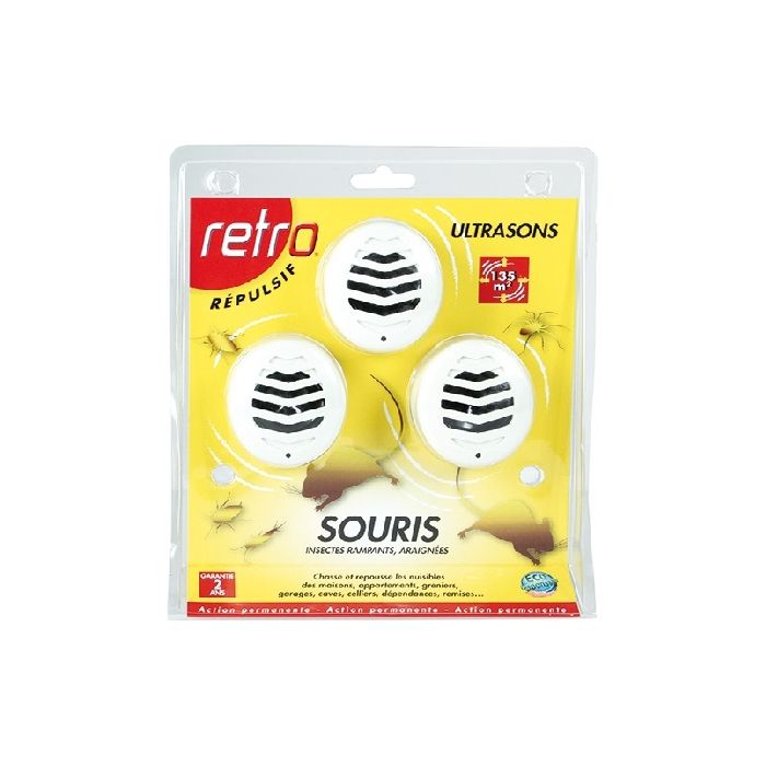 RETRO Répulsif ULTRASONS souris/Insectes rampants/Araignées x3 - SOJAM