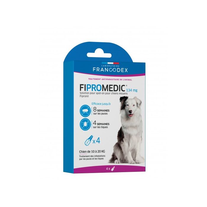 Fipromedic 134 mg pour chiens moyens de 10 kg à 20 kg - Francodex