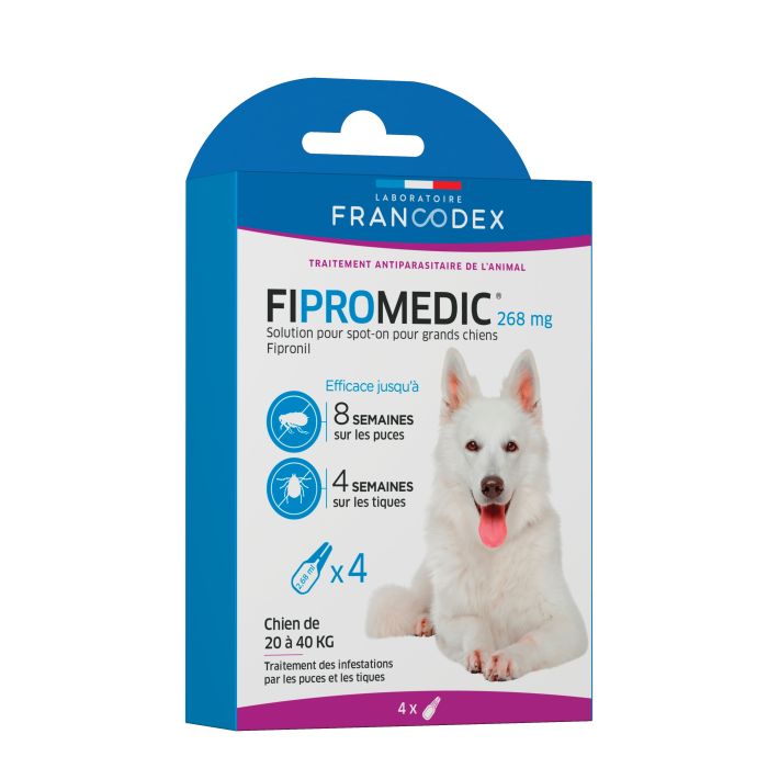 Traitement antiparasitaire pipettes grand chien Fipromedic - Francodex - 4 x 2.68 ml