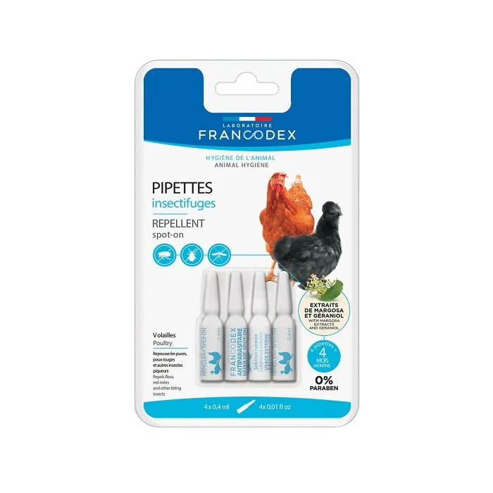 Pipettes insectifuges antiparasitaire basse cour - Frandodex
