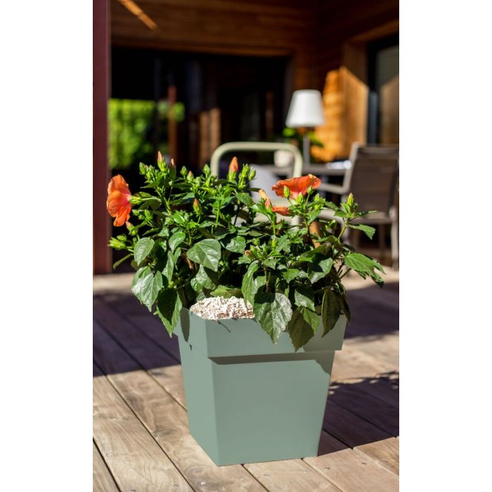 Pot bac carré Toscane C32X32 cm - EDA - 22 L - Vert Laurier