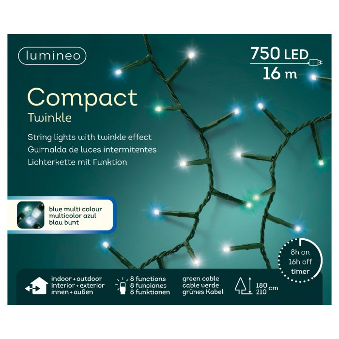 Guirlande - Micro-LED - Bleu - 16 m - Câble vert