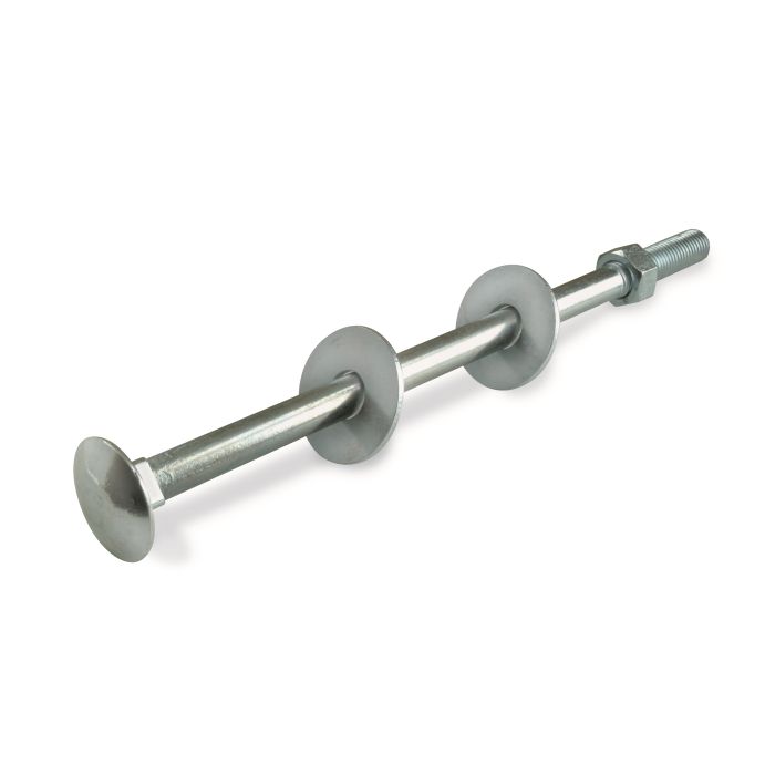 Boulon TRCC avec rondelle - Tête ronde - Collet carré - En acier zingué - M10 x 120 mm - 1 pièce
