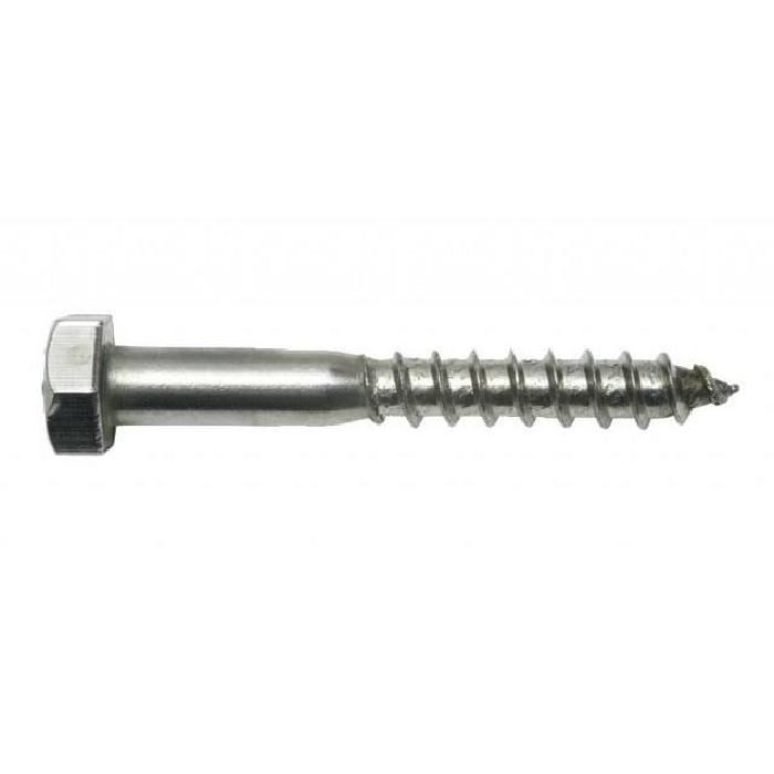 Vis à bois x50 tête hexagonale Tirefond inox - LE BIHAN INOX - Ø 8 mm x 70 m