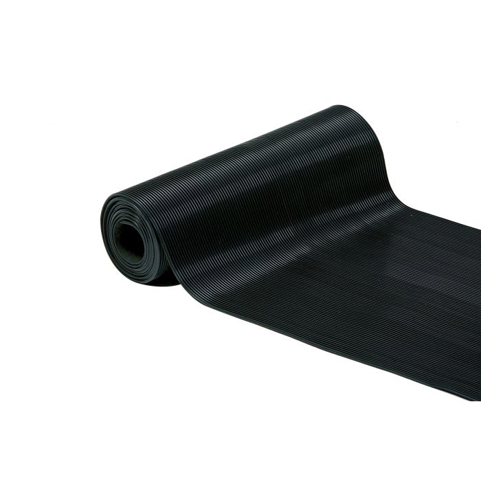 Rouleau caoutchouc - Fines stries - Noir - 1 x 10 m - Ep. 3 mm