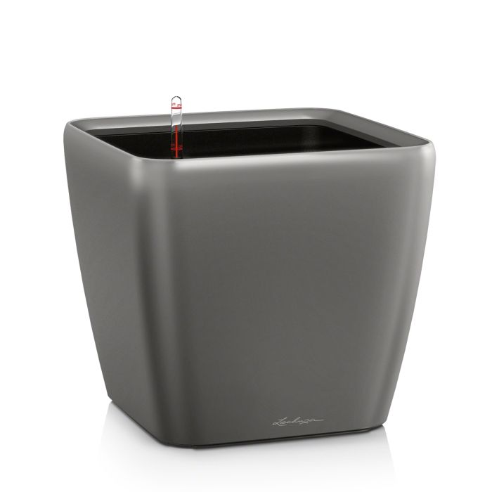 Pot Quadro LS 28 - All in One Set - Lechuza - 28 x28 x h 26 cm - Anthracite métallisé