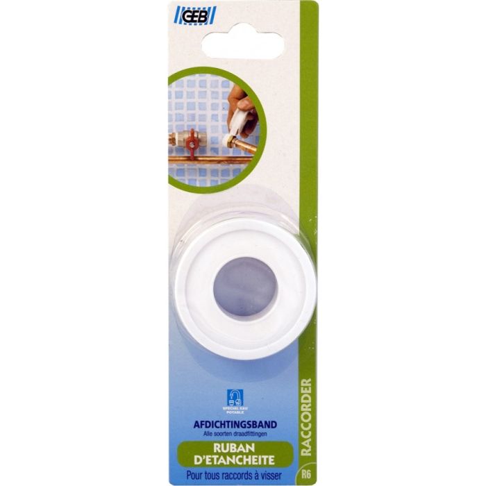 Ruban d'étanchéité standard - GEB - Blanc - 12 mm x 12 m x 0.075 mm 