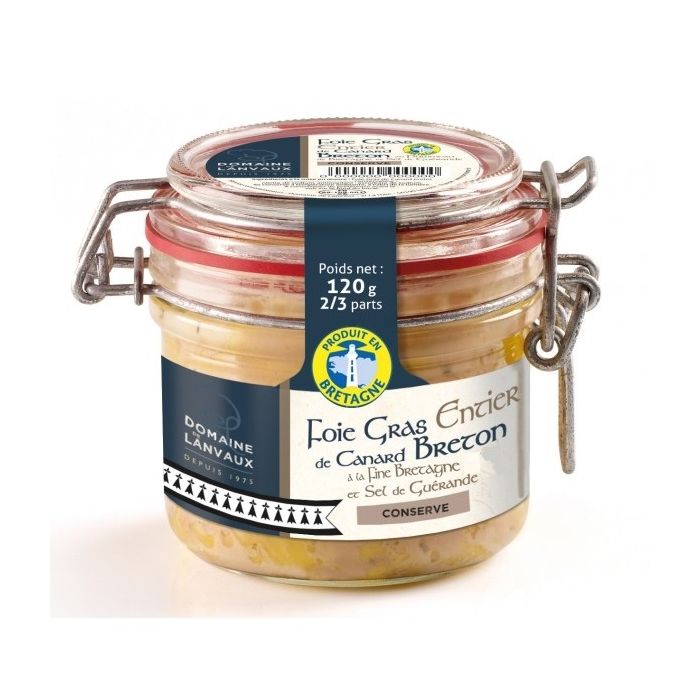 Foie gras entier de canard breton - Domaine de Lanvaux - À la fine de Bretagne et Sel de Guérande - 120 g