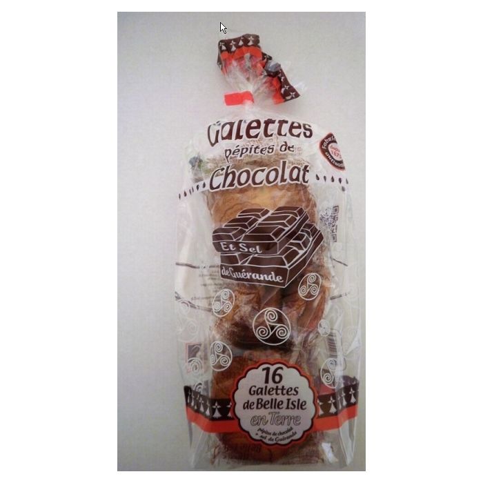 Galette pépites de chocolat et sel de Guérande - Les galettes de Belle Isle - 240 gr - x16