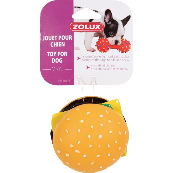 Jouet pour chien Hamburger en vinyle 8 cm - Zolux