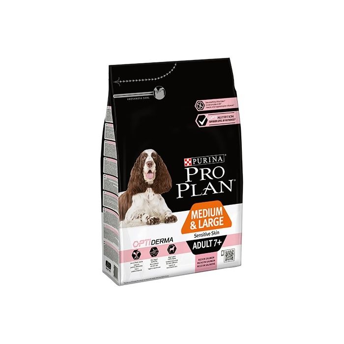 Croquette pour chiens adult 7+ medium & large sensitive skin Optiderma - Proplan - saumon - 3 kg