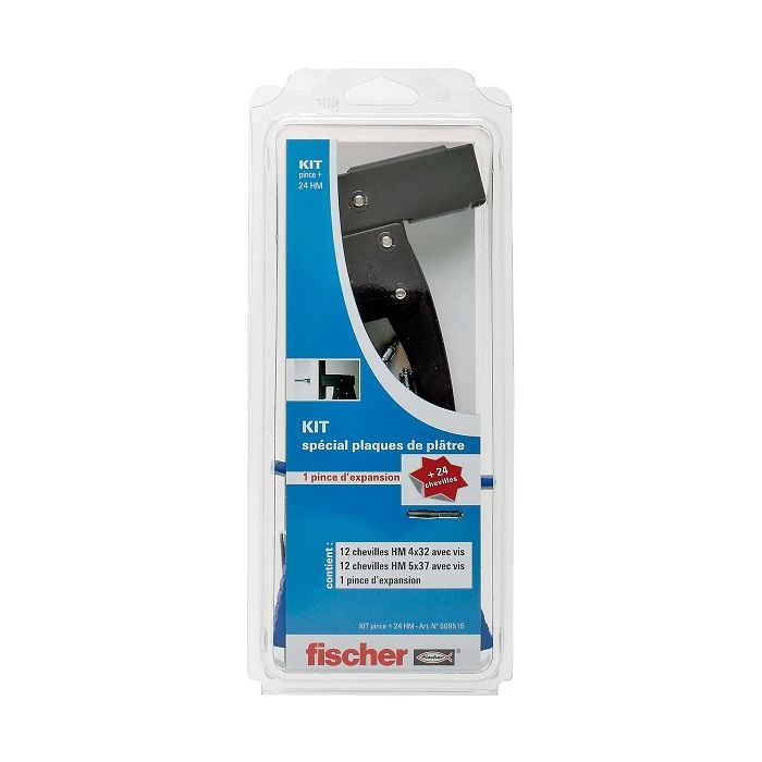 Kit spécial plaque de plâtre - Pince + 24 chevilles HM - Fischer 