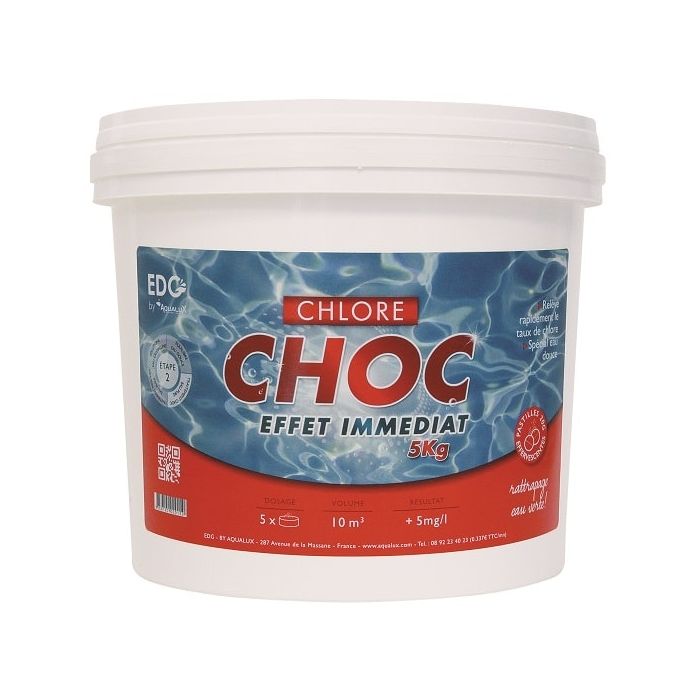 Chlore choc effet immédiat - EDG by Aqualux - pastilles de 20 gr - 5 kg
