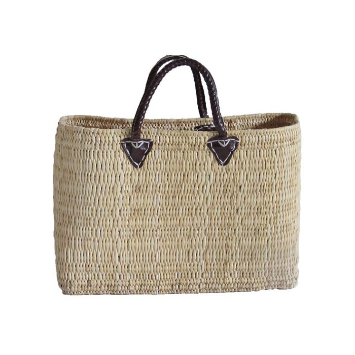 Panier en jonc avec anse simili grand modèle - Baldauf Diffusion - 55x15x30 cm