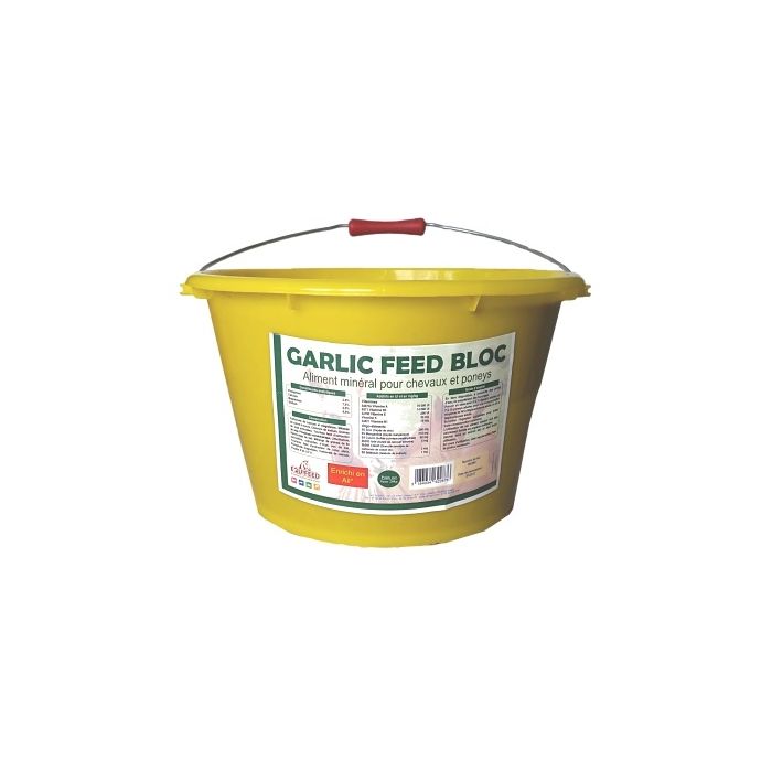 Aliment complément cheval Equifeed Garlic Feed Bloc - Seau à lécher de 20 kg