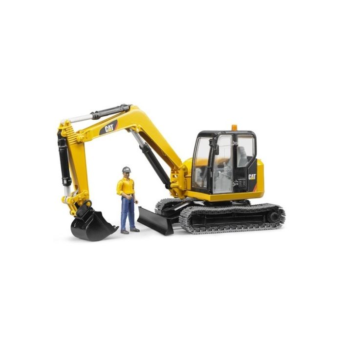 Mini pelleteuse Caterpillar et figurine de chantier - Bruder - 116