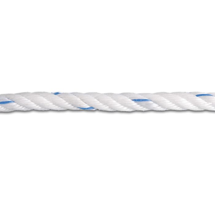 Corde polypropylène torsadée - 1915 Kg - Ø 10 mm - Blanc-Bleu - Vente au mètre linéaire