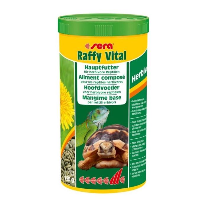 Sera - Aliment composé Raffy Vital pour tortues terrestres et reptiles herbivores - 190 g - 1000 ml