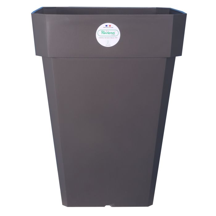 Pot de fleurs Soleilla carré haut - Riviera System - Gris - 39 x 39 x 53 cm