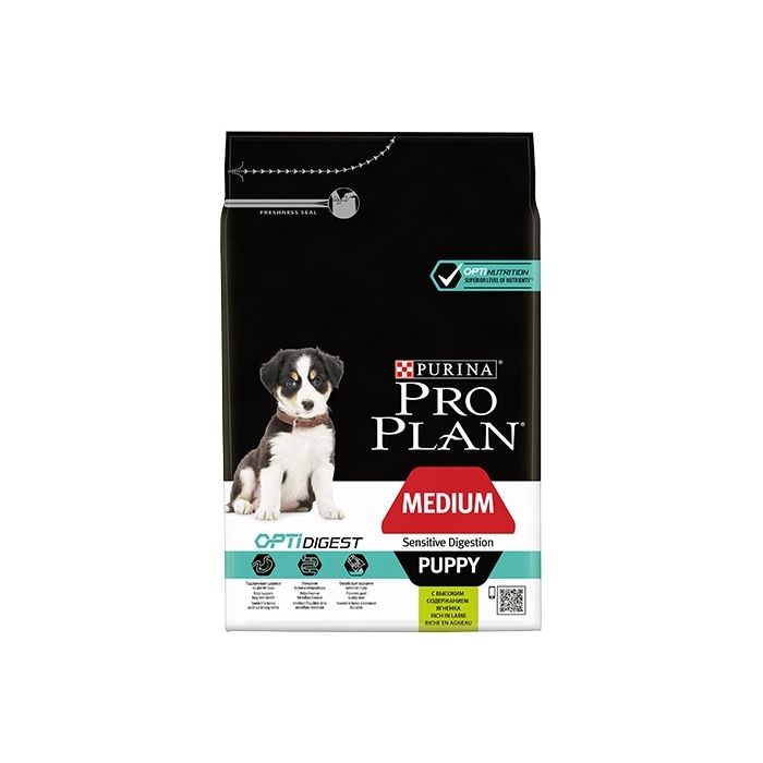 Croquettes pour chiens Medium puppy sensitive digestion Optidigest - Proplan - agneau&riz - 3 kg 