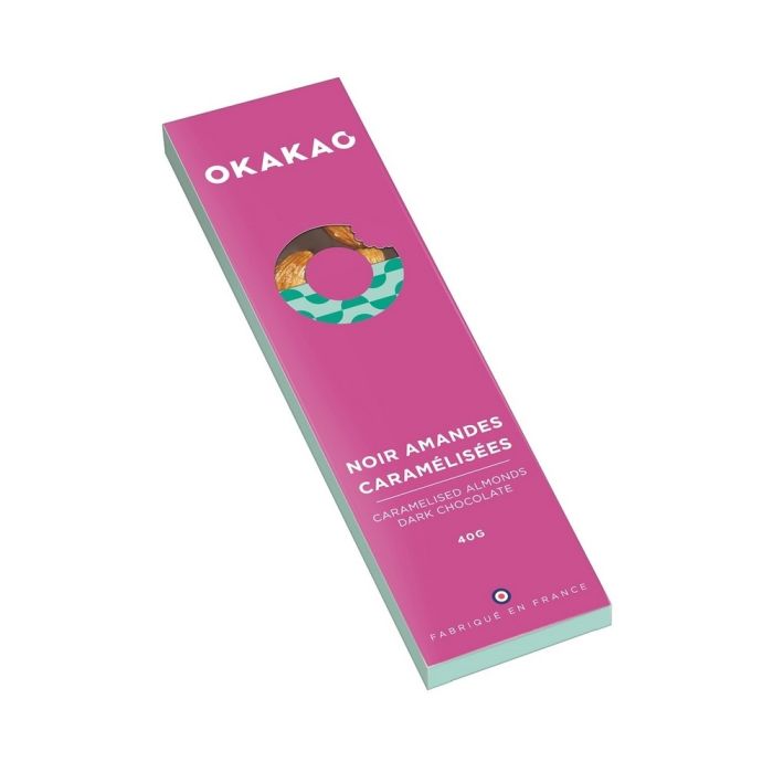 Tablette chocolat noir aux amandes caramélisées - Okakao - 65% - 40 gr