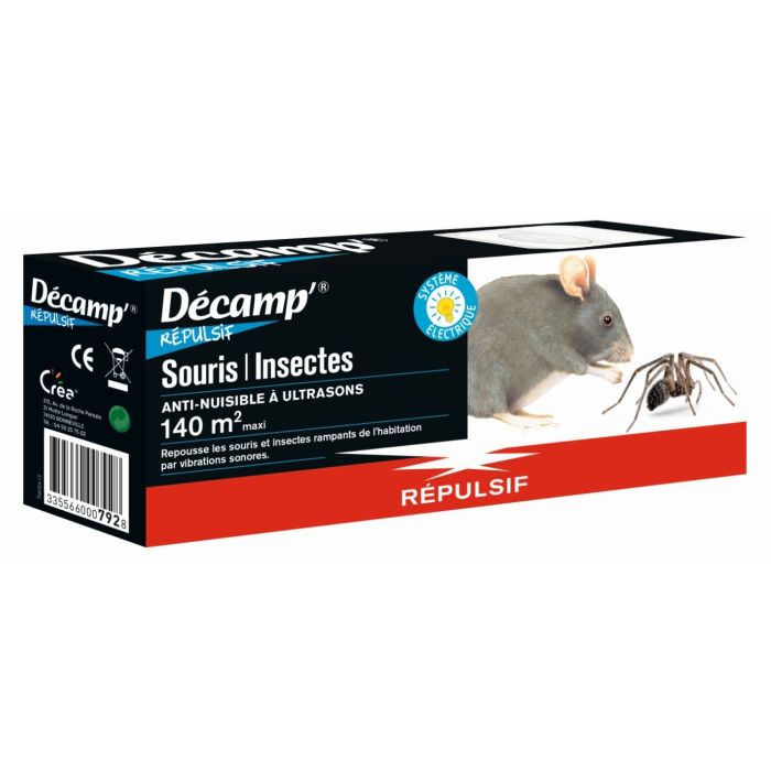 Répulsif ultrasons souris 140 ‎‎m2 Décamp' Répulsif - CREA