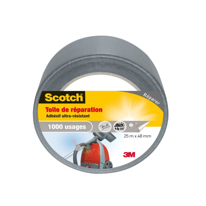 Toile de réparation Scotch - 3M - Gris - 25 m x 48 mm