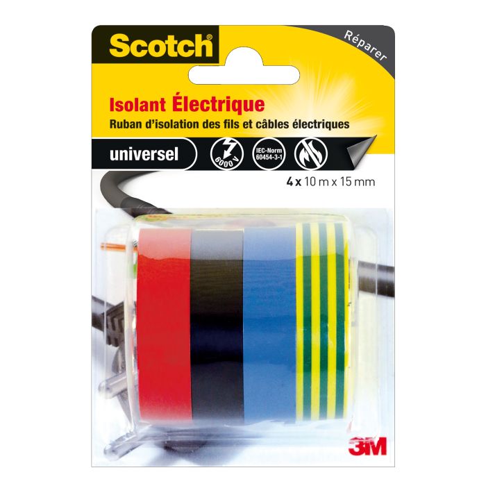 Ruban isolant électrique Scotch - 3M - 4 x 10 m x 15 mm