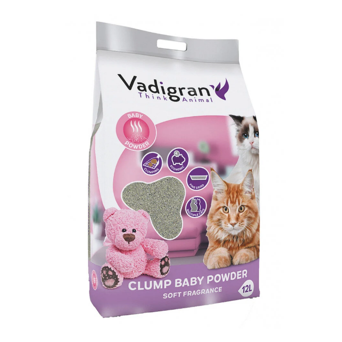 Litière chat - Clump Baby Powder - Vadigran - 12 L