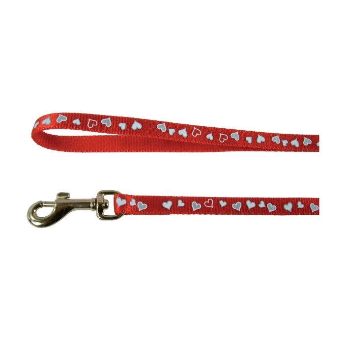 Laisse réflectif cœur pour chat - Zolux - 1 m / 10 mm - Rouge