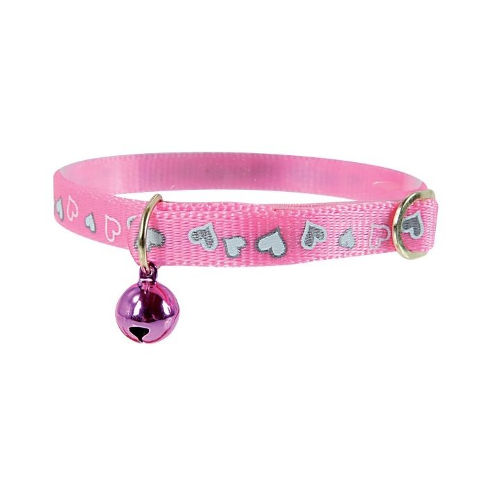 Collier réglable réfléchissant Cœur pour chat - Zolux - 30 cm - Rose