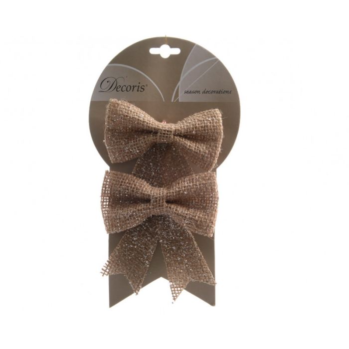 Lot de 2 nœuds en jute pailletés - 13 cm