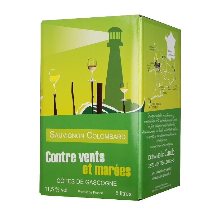 Vin Sauvignon Colombard - Contre Vents et Marées - Blanc - Bag in Box de 5 litres 
