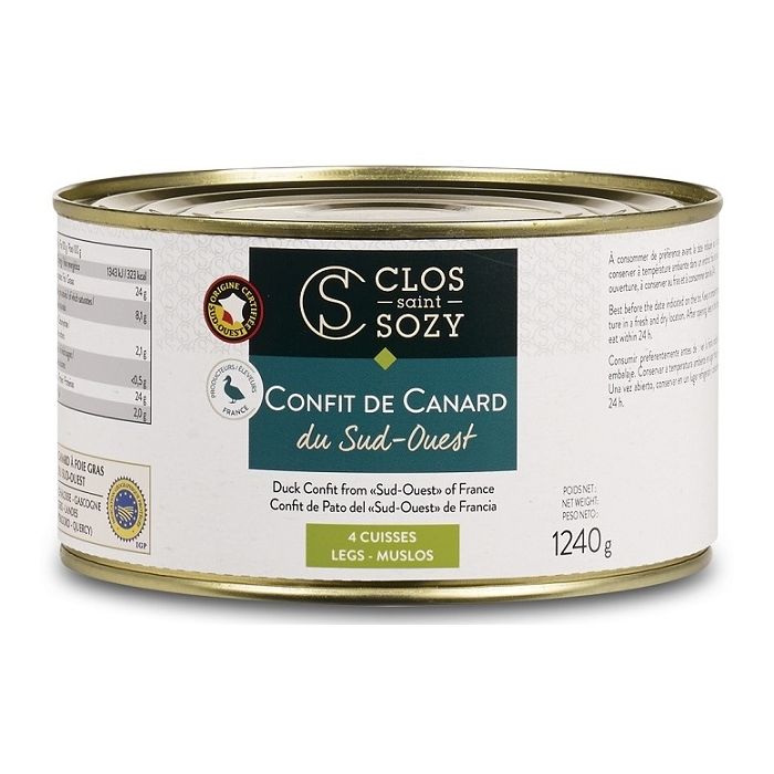 Confit de canard du Sud-Ouest - Clos Saint-Sozy - 4 cuisses - 1240 gr