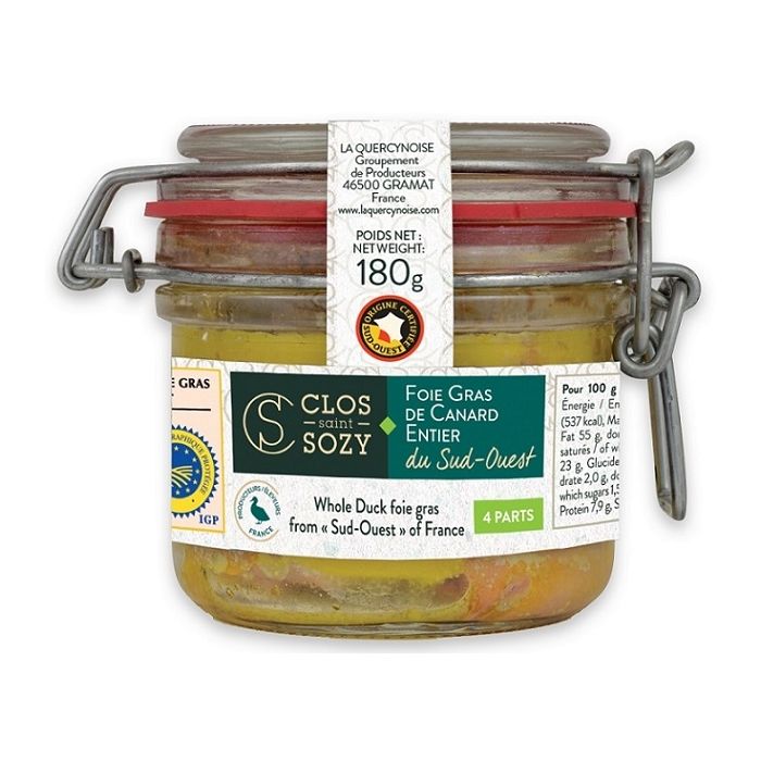 Foie gras de canard entier du Sud-Ouest - Clos Saint-Sozy - 180 gr