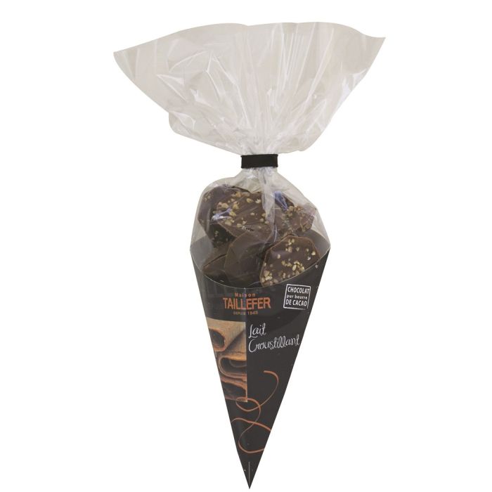 Cornet chocolat au lait croustillant - Maison Taillefer - fourrage praliné amande - 150 gr