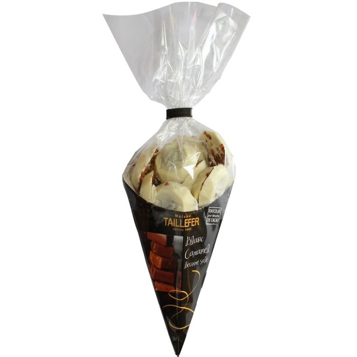 Cornet chocolat blanc fourrage caramel - Maison Taillefer - 150 gr