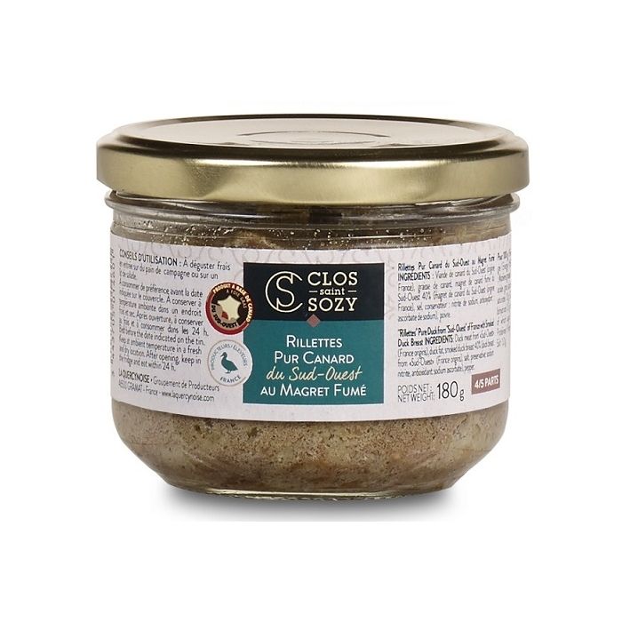 Rillettes pur canard du Sud-Ouest au magret fumé - Clos Saint-Sozy - 180 gr
