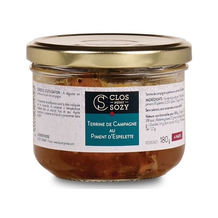 Terrine de campagne au piment d'Espelette - Clos Saint-Sozy - 180 gr