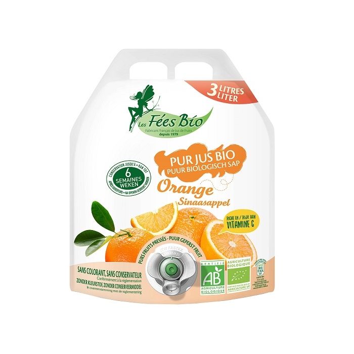 Pur jus d'orange bio en poche - Les fées bio - 3 L