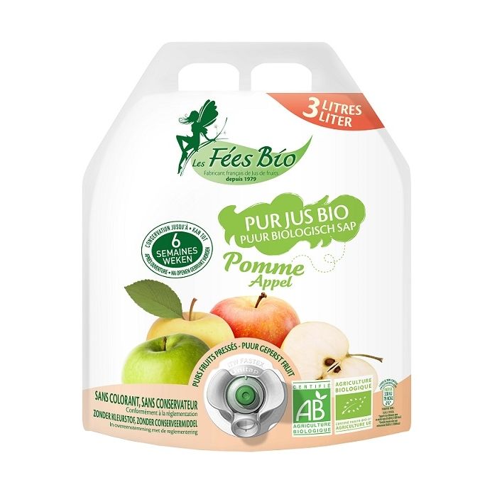 Jus de pommes bio en poche - Les fées bio - 3 L