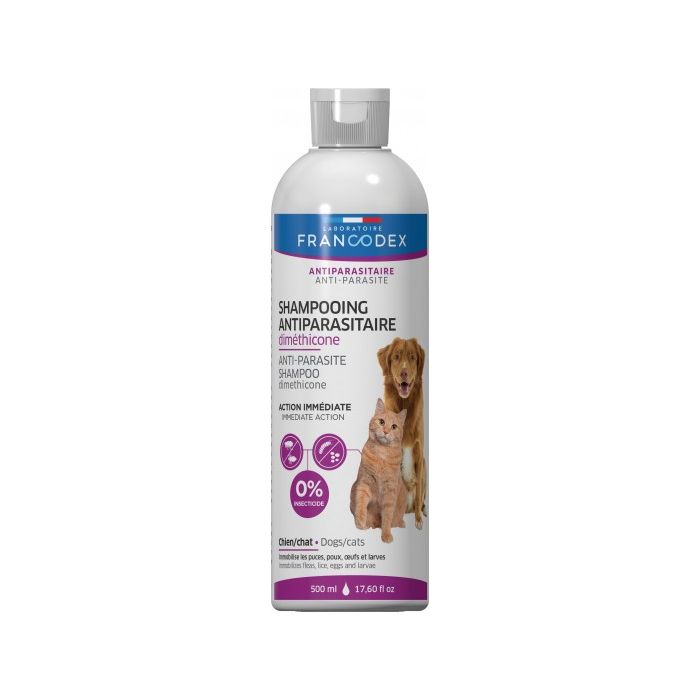 Shampoing antiparasitaire pour chien et chat - 500 ml - Francodex